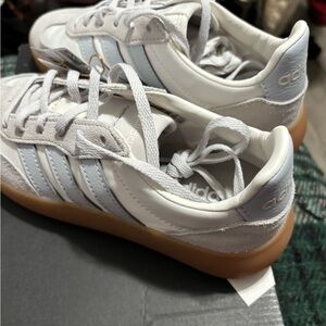 Adidas White and Pale Blue Trainers